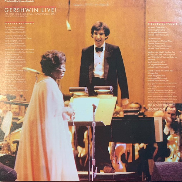 Michael Tilson Thomas, Sarah Vaughan, Los Angeles Philharmonic* - Gershwin Live! (LP, Album) (Mint (M)) - Image 2