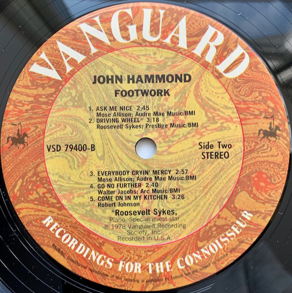 John Hammond* - Footwork (LP, Album) (Very Good Plus (VG+)) - Image 3