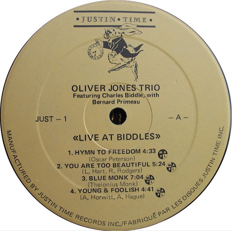 Oliver Jones Trio - Live At Biddles (LP, Album) (Very Good Plus (VG+)) - Image 3