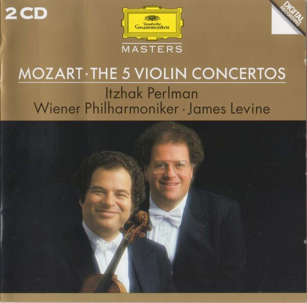 Wolfgang Amadeus Mozart, Itzhak Perlman, James Levine (2), Wiener Philharmoniker - The 5 Violin Concertos (2xCD, Comp, RE) (Near Mint (NM or M-))