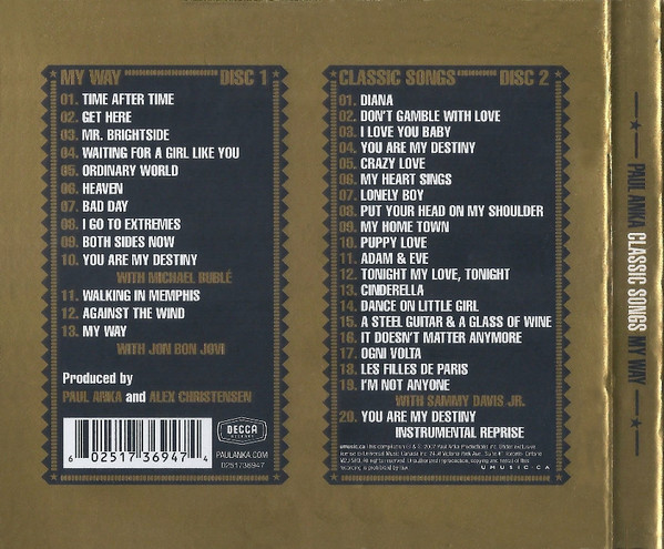 Paul Anka - Classic Songs My Way (2xCD, Album, Comp, Dig) (Mint (M)) - Image 2