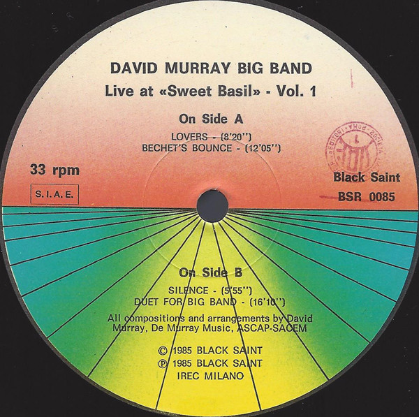 David Murray Big Band - Live At "Sweet Basil" - Vol. 1 (LP) (Near Mint (NM or M-)) - Image 3