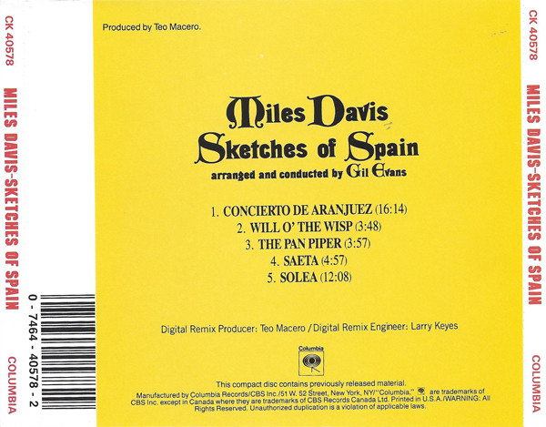 Miles Davis - Sketches Of Spain (CD, Album, RE, RM) (Mint (M)) - Image 2