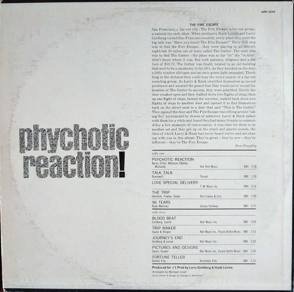 The Fire Escape - Psychotic Reaction (LP, Album, Mono) (Very Good Plus (VG+)) - Image 2