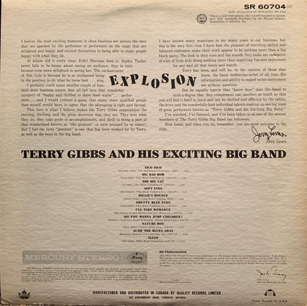 Terry Gibbs Big Band - Explosion! (LP) (Near Mint (NM or M-)) - Image 2