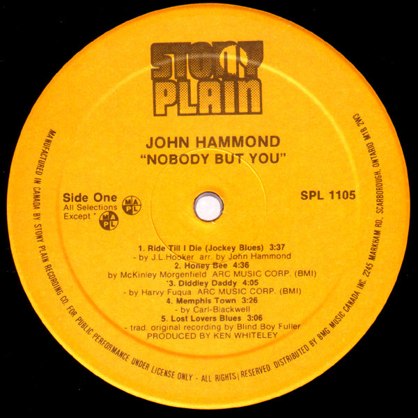 John Hammond* - Nobody But You (LP, Album) (Very Good Plus (VG+)) - Image 3