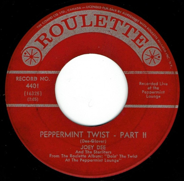 Joey Dee & The Starliters - Peppermint Twist (7", Single) (Near Mint (NM or M-)) - Image 2