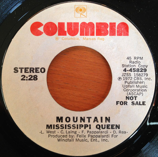 Mountain / West, Bruce & Laing - Mississippi Queen / Why Dontcha (7", Promo) (Near Mint (NM or M-))