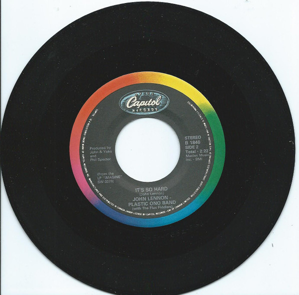 John Lennon, The Plastic Ono Band With The Flux Fiddlers - Imagine (7", Single, RE) (Near Mint (NM or M-)) - Image 2