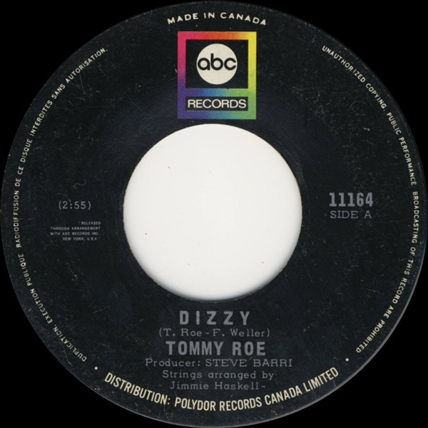Tommy Roe - Dizzy / The You I Need (7") (Very Good (VG))