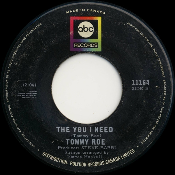 Tommy Roe - Dizzy / The You I Need (7") (Very Good (VG)) - Image 2