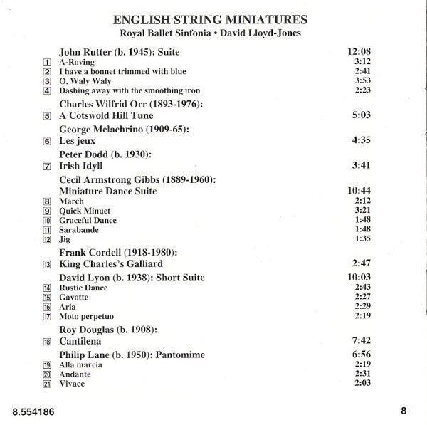 John Rutter, Frank Cordell, George Melachrino, Roy Douglas, Armstrong Gibbs, Royal Ballet Sinfonia, David Lloyd-Jones - English String Miniatures (CD) (Near Mint (NM or M-)) - Image 4