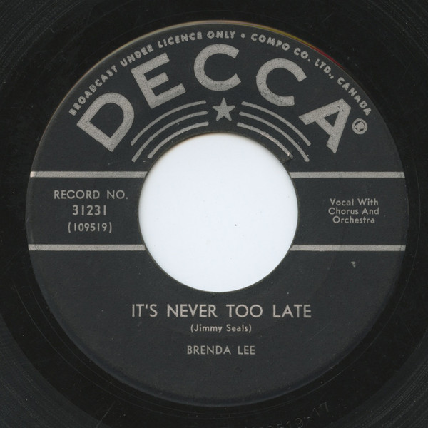 Brenda Lee - It's Never Too Late / You Can Depend On Me (7") (Near Mint (NM or M-)) - Image 3