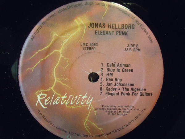 Jonas Hellborg - Elegant Punk (LP, Album) (Very Good Plus (VG+)) - Image 4