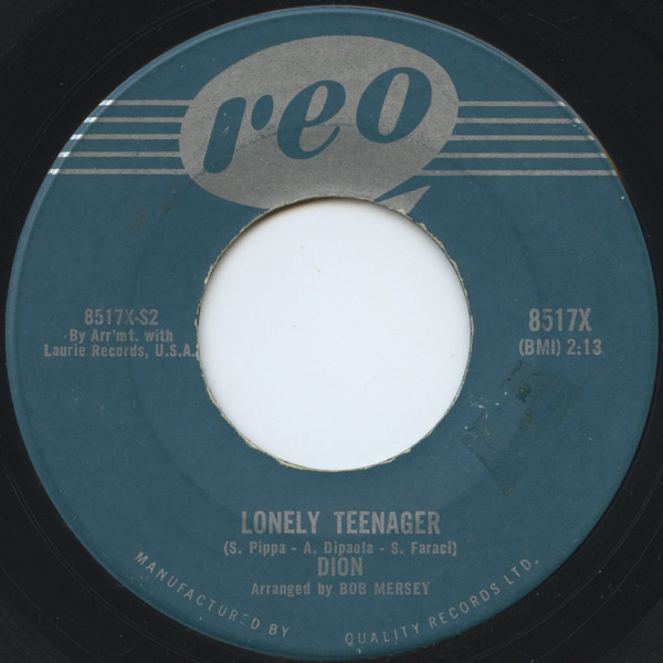 Dion (3) - Lonely Teenager / Little Miss Blue (7", Single) (Near Mint (NM or M-))
