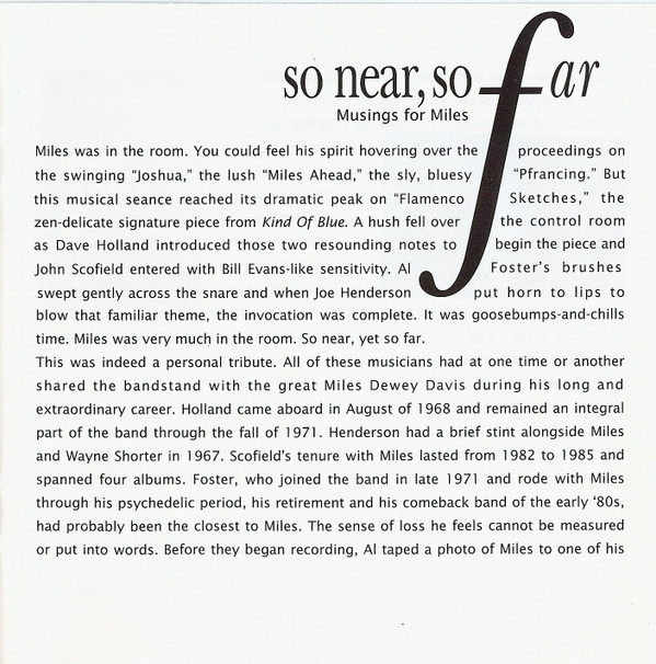 Joe Henderson - So Near, So Far (Musings For Miles) (CD, Album) (Near Mint (NM or M-)) - Image 5