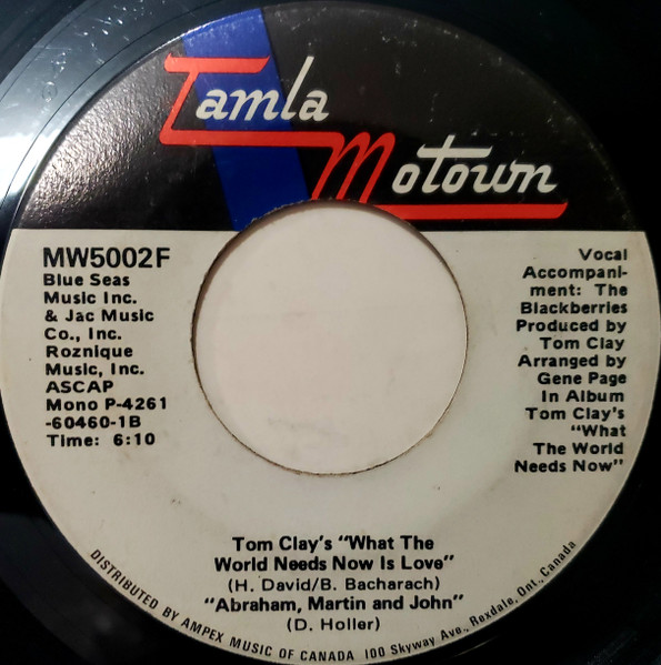 Tom Clay - What The World Needs Now Is Love (7", Single, Mono) (Very Good Plus (VG+)) - Image 3