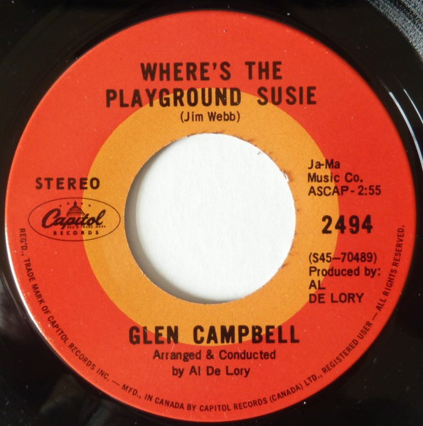 Glen Campbell - Where's The Playground Susie / Arkansas (7", Single) (Very Good (VG))