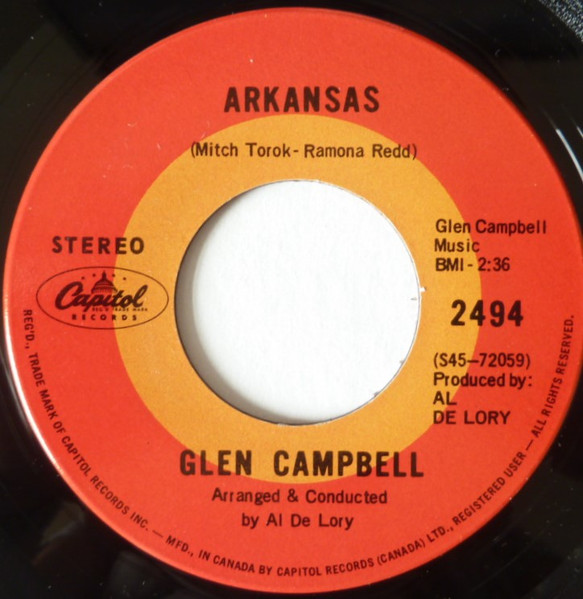Glen Campbell - Where's The Playground Susie / Arkansas (7", Single) (Very Good (VG)) - Image 2