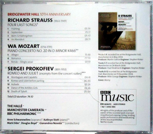 R Strauss*, Mozart*, Prokofiev* - Four Last Songs / Piano Concerto No. 20 / Romeo And Juliet (CD, Album) (Near Mint (NM or M-)) - Image 2