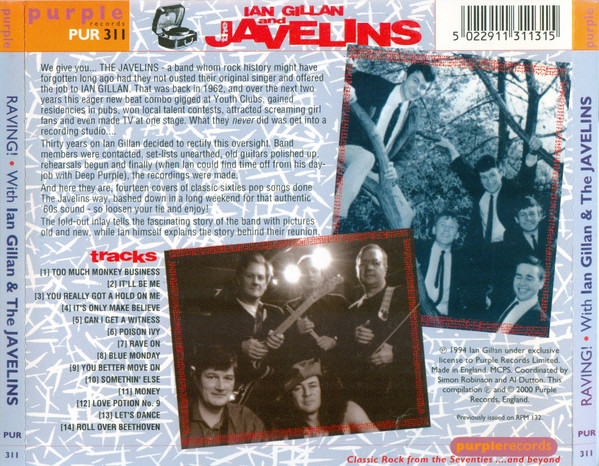 The Javelins - Raving! • With Ian Gillan And The Javelins (CD, Album) (Near Mint (NM or M-)) - Image 2