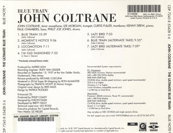 John Coltrane - The Ultimate Blue Train (CD, Album, Club, Enh, RE, RM) (Mint (M)) - Image 3