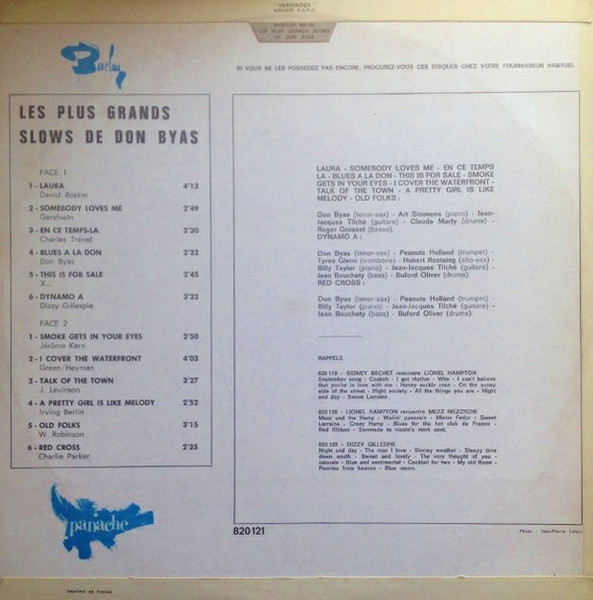 Don Byas - Les Plus Grands Slows De Don Byas (LP, Comp) (Very Good Plus (VG+)) - Image 2
