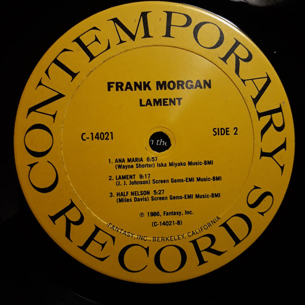 Frank Morgan - Lament (LP, Album) (Very Good Plus (VG+)) - Image 4