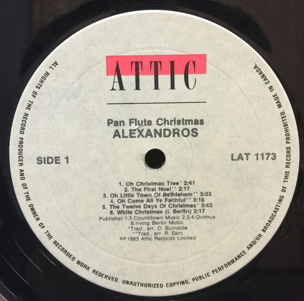 Alexandros (6) - Pan Flute Christmas (LP) (Mint (M)) - Image 3