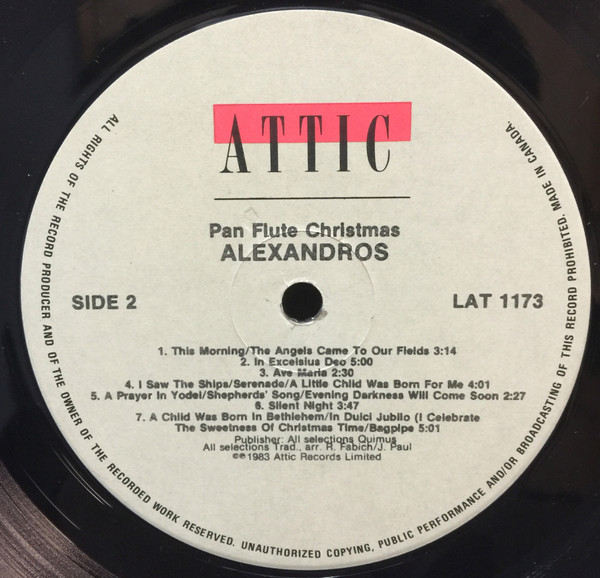 Alexandros (6) - Pan Flute Christmas (LP) (Mint (M)) - Image 4