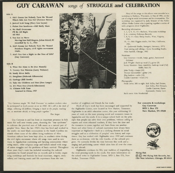 Guy Carawan - Songs Of Struggle And Celebration (LP, Album) (Very Good Plus (VG+)) - Image 2