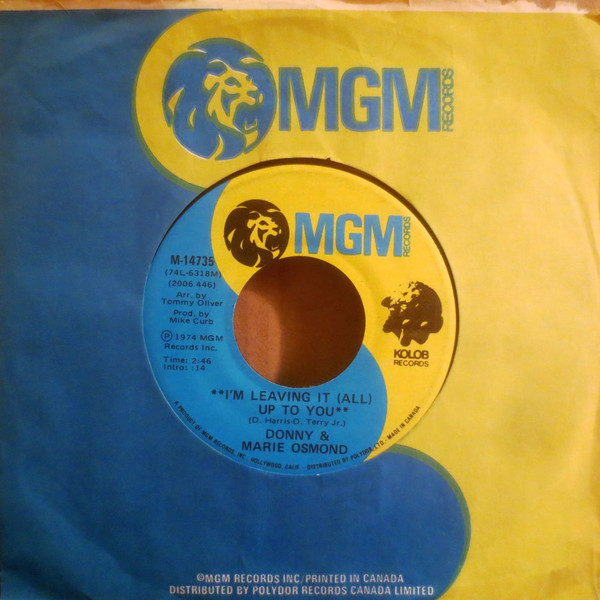 Donny & Marie Osmond - I'm Leaving It (All) Up To You (7", Single) (Very Good (VG)) - Image 3