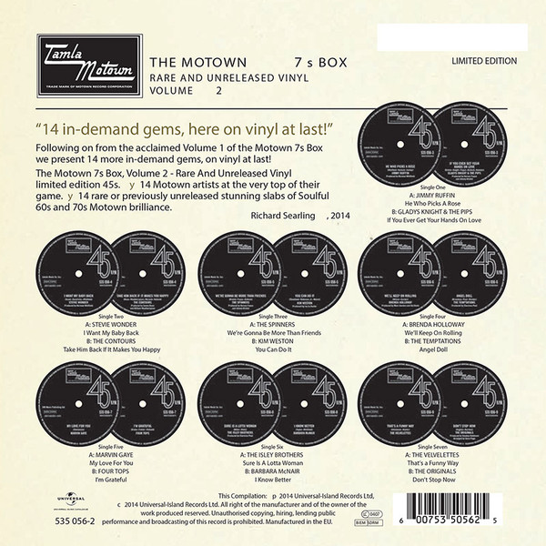 Various - The Motown 7s Box (Rare And Unreleased Vinyl • Volume 2) (7x7", Single, Mono, 4-P + Box, Num + Ltd) (Near Mint (NM or M-)) - Image 2