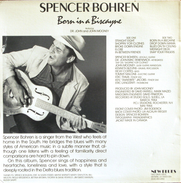 Spencer Bohren - Born In A Biscayne (LP, Album) (Very Good Plus (VG+)) - Image 2
