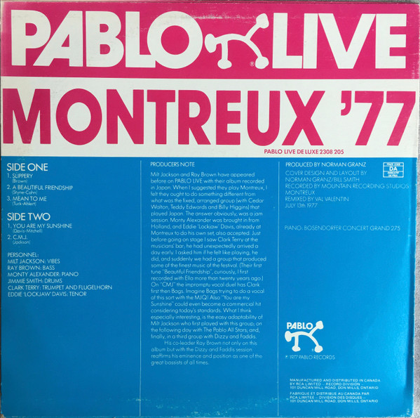 Milt Jackson & Ray Brown - Montreux '77 (LP, Album) (Very Good Plus (VG+)) - Image 2