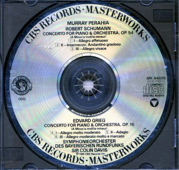 Schumann* / Grieg* - Murray Perahia, Symphonieorchester Des Bayerischen Rundfunks*, Sir Colin Davis - Piano Concertos (CD) (Near Mint (NM or M-)) - Image 3