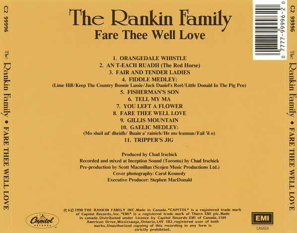 The Rankin Family - Fare Thee Well Love (CD, Album) (Mint (M)) - Image 2