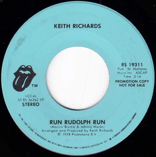 Keith Richards - Run Rudolph Run (7", Mono, Promo) (Near Mint (NM or M-)) - Image 2