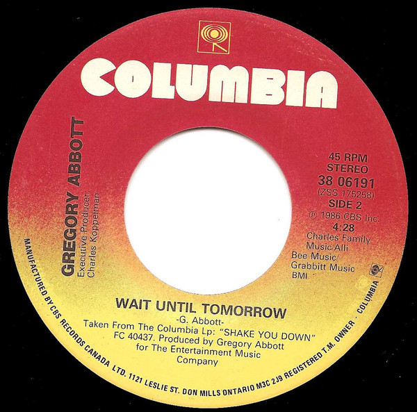Gregory Abbott - Shake You Down (7", Single) (Near Mint (NM or M-)) - Image 2