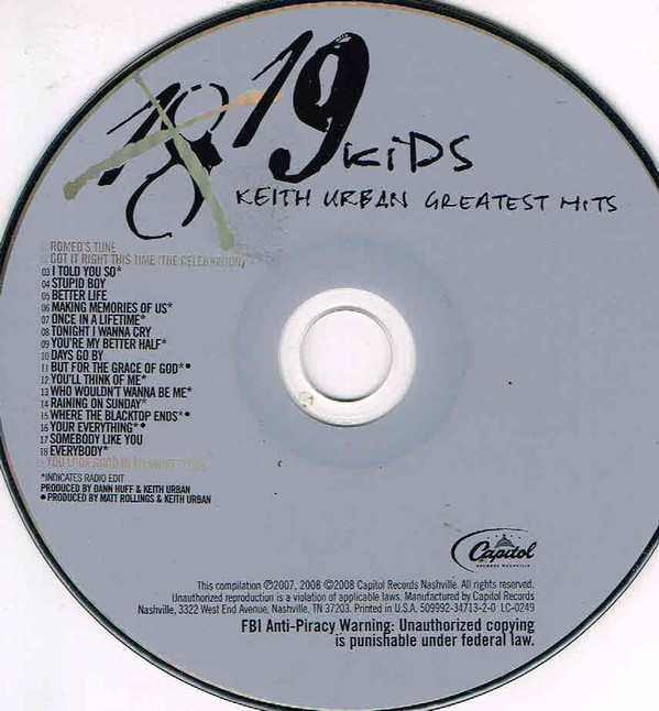 Keith Urban - Greatest Hits - 19 Kids (CD, Comp) (Near Mint (NM or M-)) - Image 3
