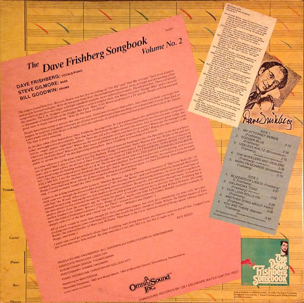 Dave Frishberg - The Dave Frishberg Songbook Volume No. 2 (LP, Album) (Very Good Plus (VG+)) - Image 2