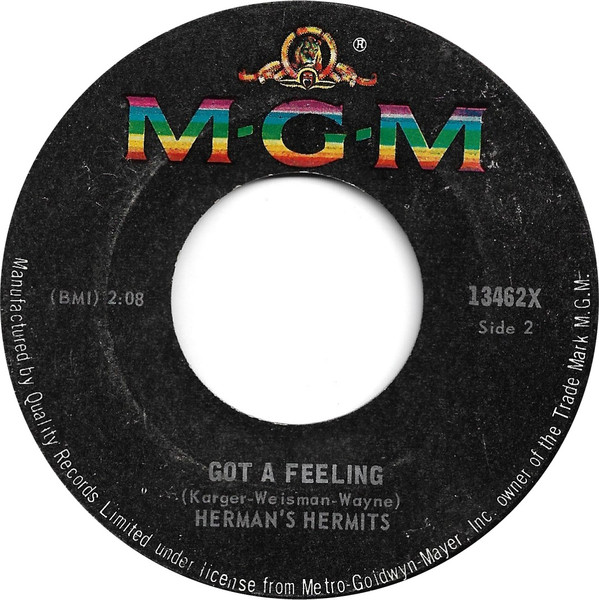 Herman's Hermits - Listen People / Got A Feeling (7", Single) (Near Mint (NM or M-)) - Image 2