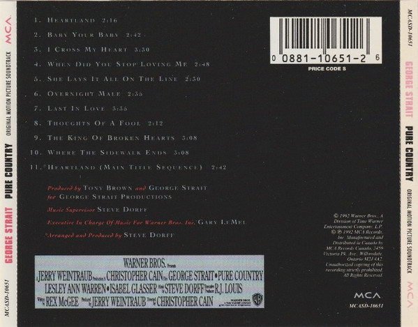 George Strait - Pure Country (Original Motion Picture Soundtrack) (CD, Album) (Near Mint (NM or M-)) - Image 2