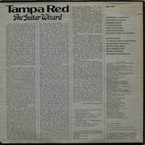 Tampa Red - The Guitar Wizard: 1935-1953 (LP, Comp, RE) (Very Good Plus (VG+)) - Image 2
