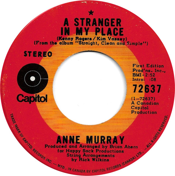 Anne Murray - A Stranger In My Place / Sycamore Slick (7", Single) (Very Good (VG))