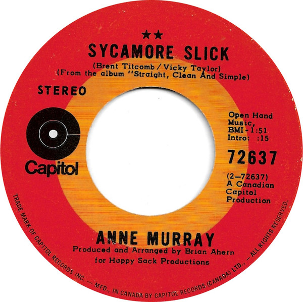 Anne Murray - A Stranger In My Place / Sycamore Slick (7", Single) (Very Good (VG)) - Image 2