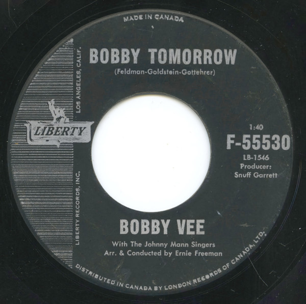 Bobby Vee - Charms / Bobby Tomorrow (7", Single) (Near Mint (NM or M-)) - Image 2