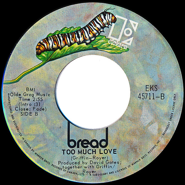 Bread - Let Your Love Go / Too Much Love (7", Single) (Very Good Plus (VG+)) - Image 2