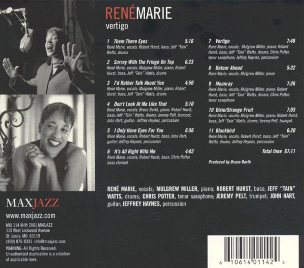 René Marie - Vertigo (CD, Album) (Near Mint (NM or M-)) - Image 2