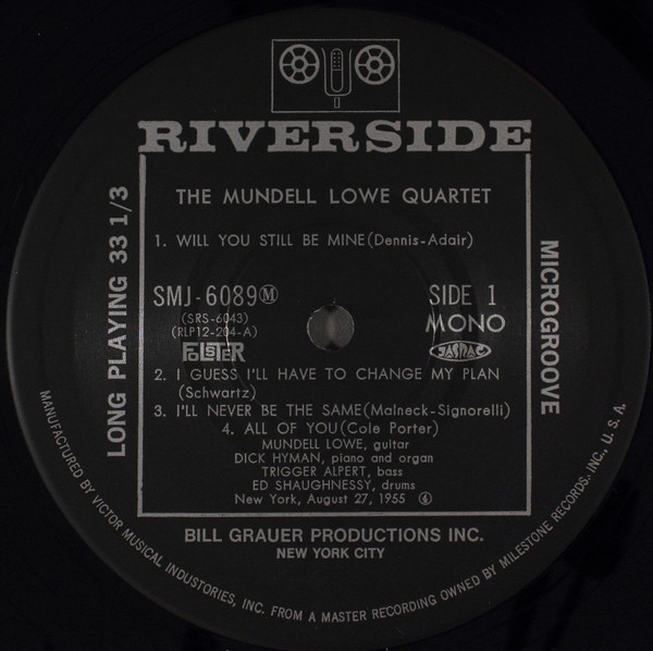 The Mundell Lowe Quartet - The Mundell Lowe Quartet (LP, Album, Mono, RE) (Near Mint (NM or M-)) - Image 5